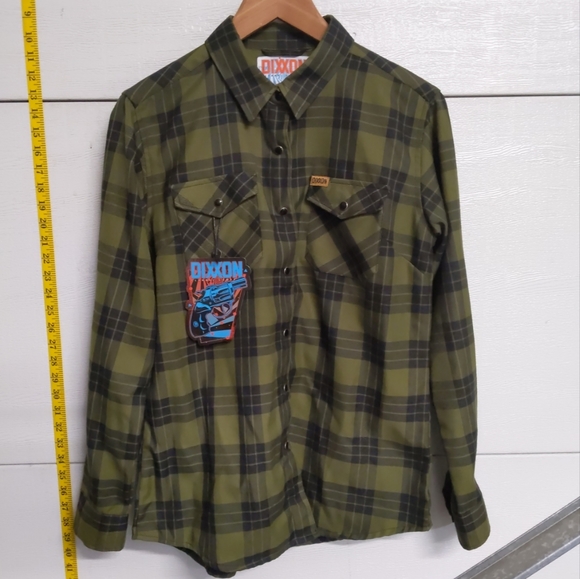 DIXXON Tops - Dixxon Flannel Company Shirt Women's Size Large Snap Button Green Black Plaid